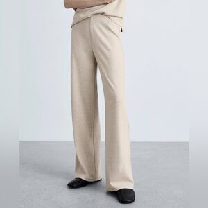 Mango MNG - light beige cream wool blend pants